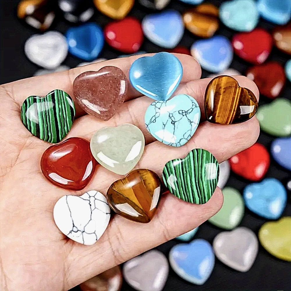 30 Chakra Stone Gift Box Heart Shape Stone Necklace Bracelet Ring Rubbing Stone - Picture 7 of 14